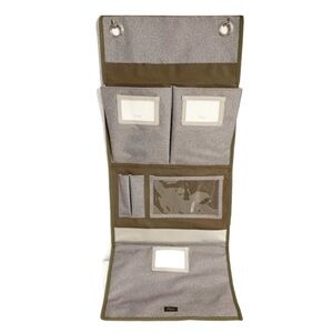 Thirty One Bags Large Hang Up Room Organizer Brown w Gray Pin Dots Grommets 🤎🩶